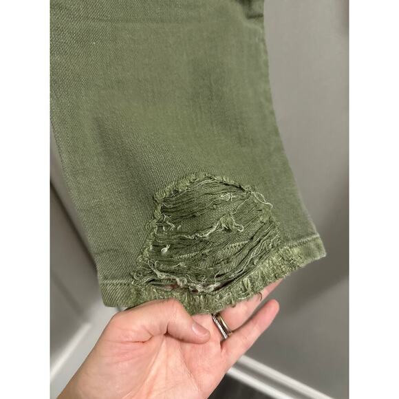 🔴Sandrine‎ Rose Free People Green distress jeans size 27 New - Picture 7 of 9